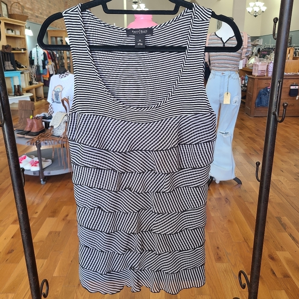 WHBM Tiered Tank Top Black White Size Medium